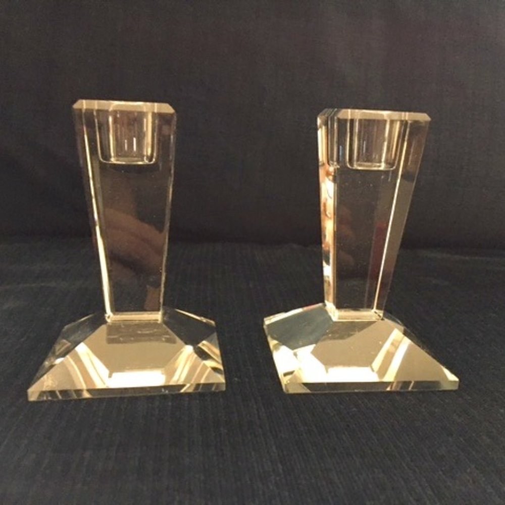 Oleg Cassini Crystal 4" Candlesticks